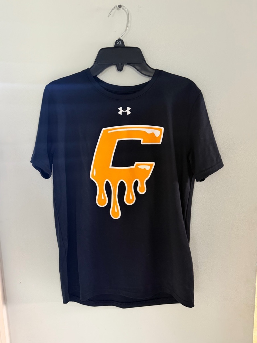 Under Armour Black Tee with Canes Hold Drip Logo Print